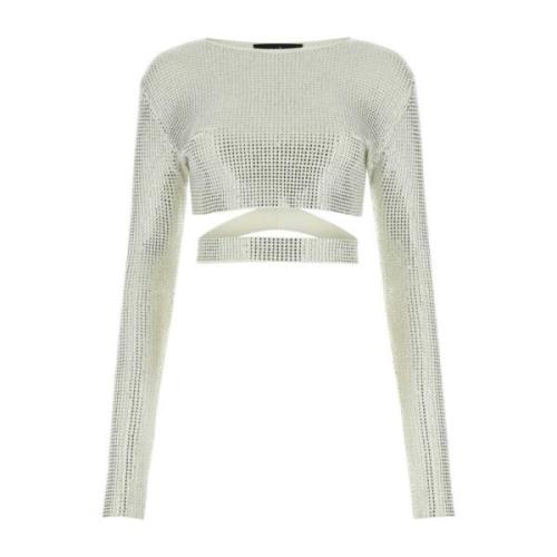 Versierde Viscose Blend Top Andrea Adamo , White , Dames