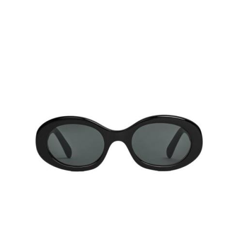 Zwarte ovale zonnebril met grijze lenzen Celine , Black , Dames