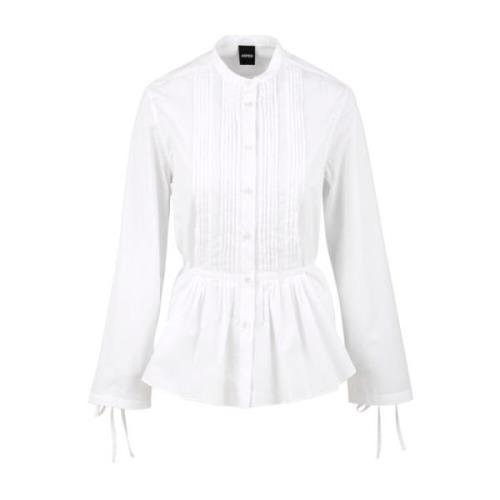 Witte shirts met Koreaanse kraag Aspesi , White , Dames
