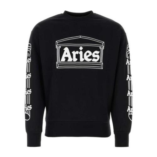 Zwarte katoenen sweatshirt Aries , Black , Heren