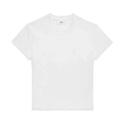 Biologisch Wit Katoenen T-Shirt Ami Paris , White , Heren