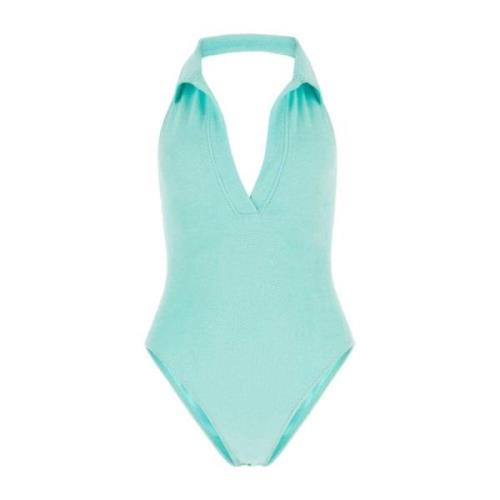 Stretch Seersucker Polo Maillot Badpak Lisa Marie Fernandez , Blue , D...