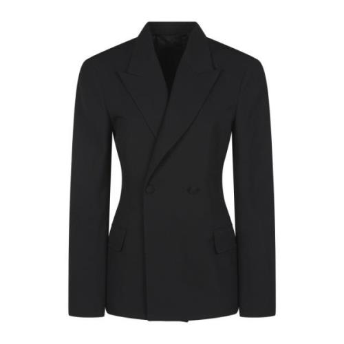 Zwarte jas met ronde schouder en getailleerde taille Balenciaga , Blac...