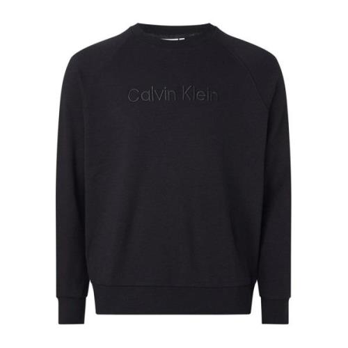 Zwarte Sweatshirt met Geborduurd Logo oor Heren Calvin Klein , Black ,...