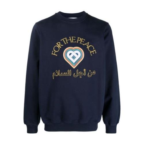 Geborduurde Peace Gold Sweatshirt Casablanca , Blue , Heren