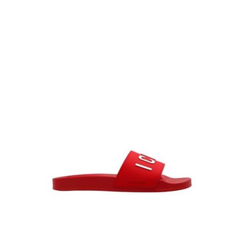 Slippers met logo Dsquared2 , Red , Heren