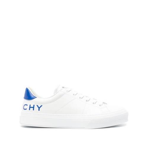 Witte Sneakers met Blauw/Witte Logo Print Givenchy , White , Heren