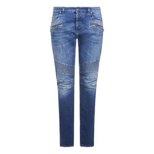 Stijlvolle Blauwe Slim-Fit Jeans Balmain , Blue , Heren