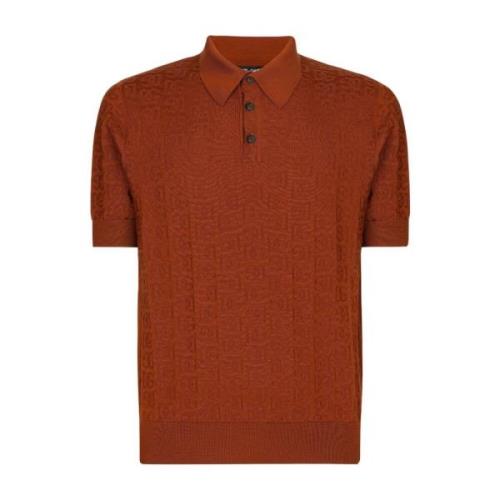 Bruine Zijden Poloshirt voor Heren Dolce & Gabbana , Brown , Heren