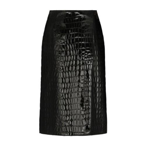 Alligator-print Leren Rok Dolce & Gabbana , Black , Dames