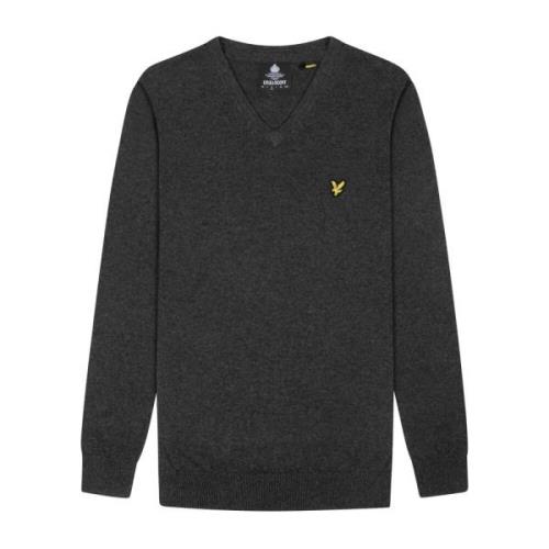 Katoen Merino V-hals Trui Lyle & Scott , Gray , Heren