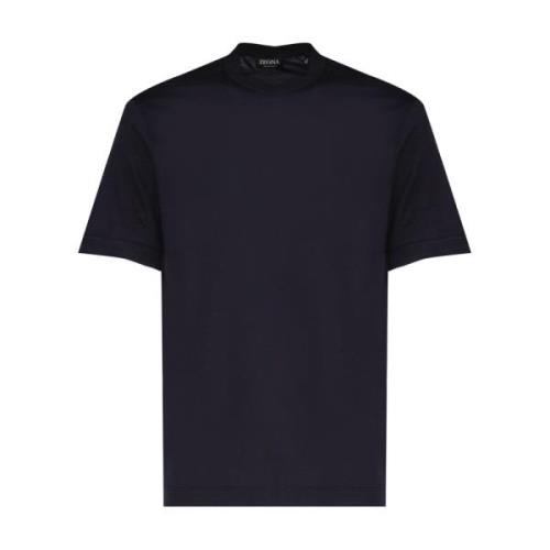 Navy Ronde Hals Katoenen T-Shirt Ermenegildo Zegna , Blue , Heren