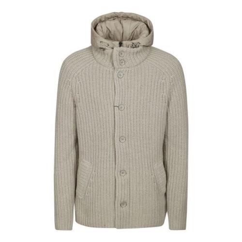 Gebreide Wol Bomberjack Herno , Beige , Heren