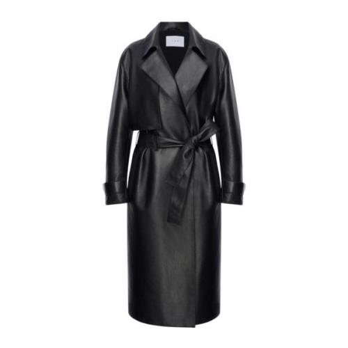 Isabelle - Black Leather Coat VSP , Black , Dames