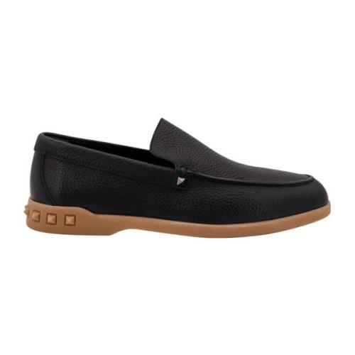 Iconische Studs Leren Loafer Valentino Garavani , Black , Heren