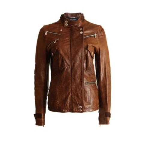 Pre-owned Leather outerwear Dolce & Gabbana Pre-owned , Brown , Dames