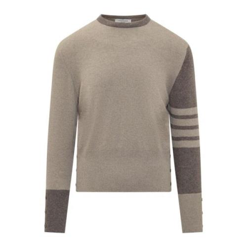 Gestreepte Crewneck Pullover Sweater Thom Browne , Beige , Heren