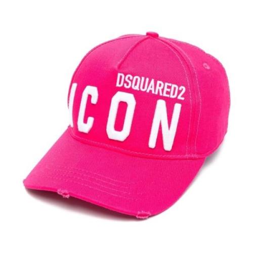 Geborduurd Logo Gebogen Klep Hoed Dsquared2 , Pink , Heren