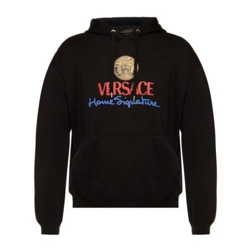 Logo Hoodie Versace , Black , Heren