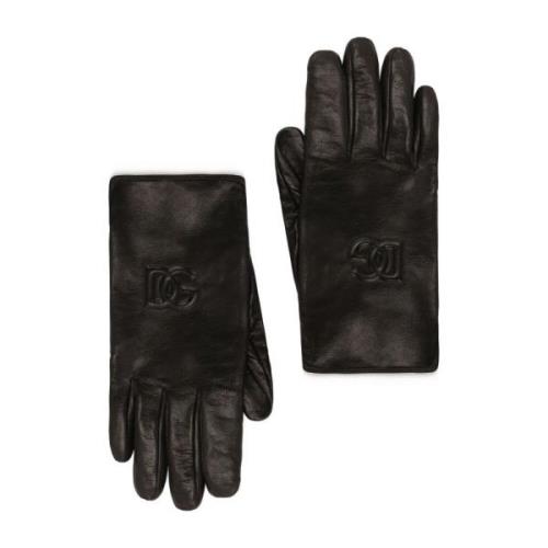 Zwarte Leren Handschoenen Dolce & Gabbana , Black , Heren