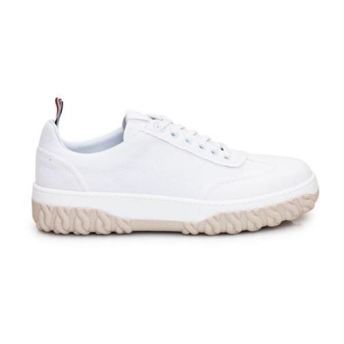 Tricolor Low Fabric Lace-Up Sneakers Thom Browne , White , Heren
