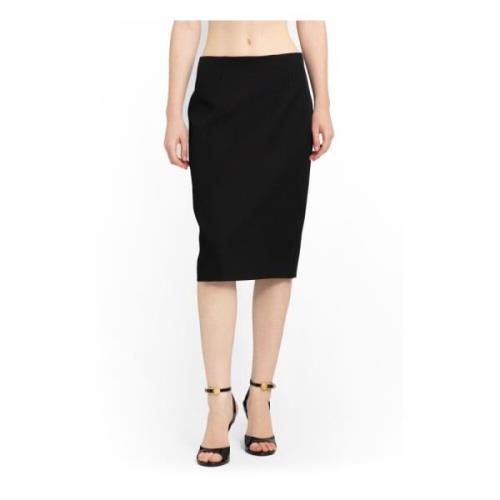 Zwarte Grain de Poudre Wollen Rok Versace , Black , Dames