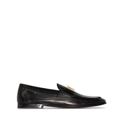 Klassieke Zwarte Logo-Plaque Loafers Dolce & Gabbana , Black , Heren