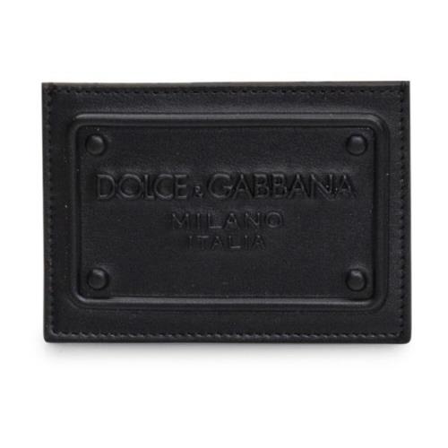 Zwarte Portemonnees met Ingelegd Logo Dolce & Gabbana , Black , Heren