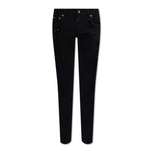 Jeans met strass-steentjes Dolce & Gabbana , Black , Heren