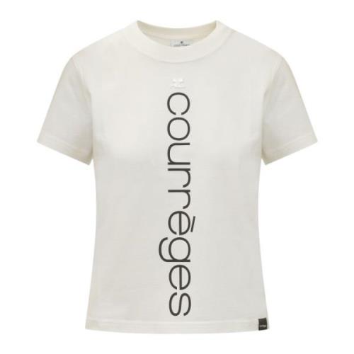 Witte T-shirt met korte mouwen en print op de voorkant Courrèges , Whi...