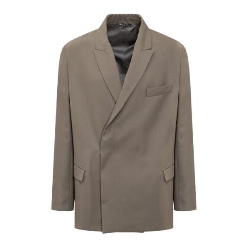 Grijze Double-Breasted Blazer Jas Costumein , Gray , Heren