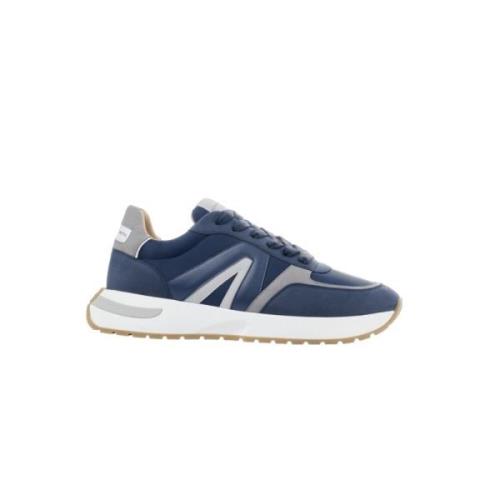 Blauwe Leren Sneaker Alexander Smith , Blue , Heren