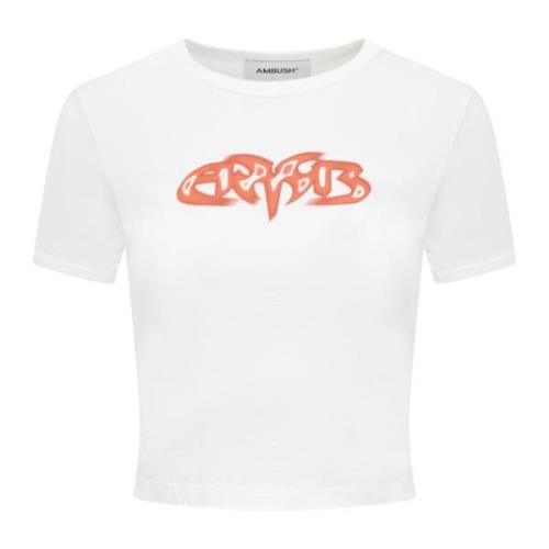 Witte Crewneck T-shirt met Voorkant Print Ambush , White , Dames