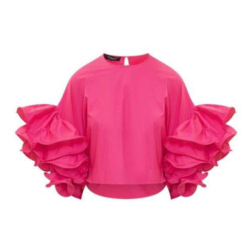 Elegant Ruffled Sleeve Blouse Rochas , Pink , Dames