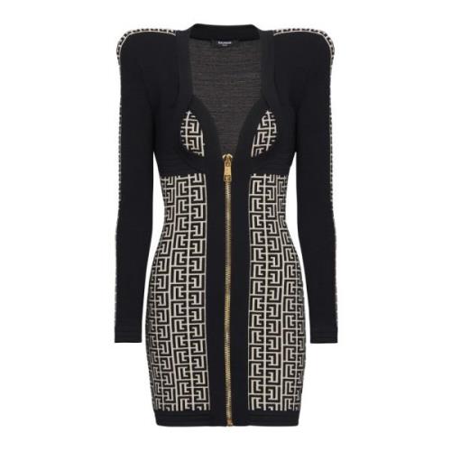 Gebreide bodycon jurk met monogram Balmain , Black , Dames