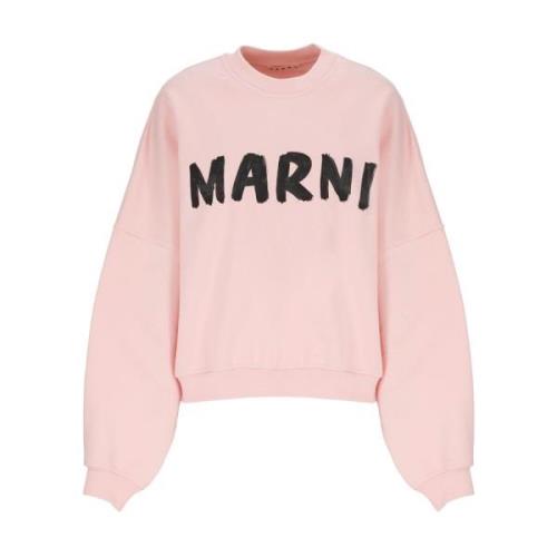 Roze Katoenen Sweatshirt met Logo Marni , Pink , Dames
