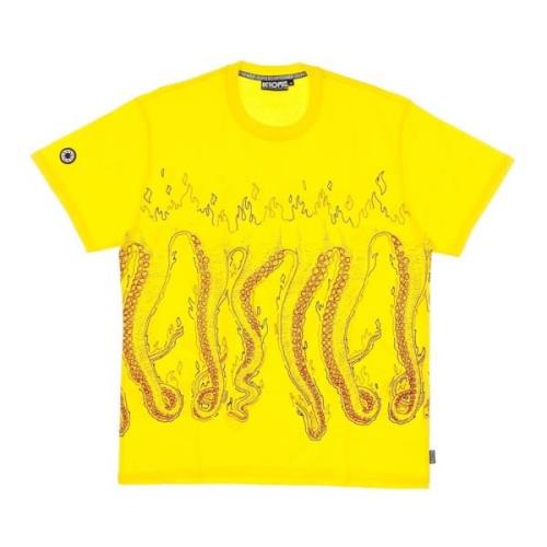 More Fire Tee - Streetwear Collectie Octopus , Yellow , Heren