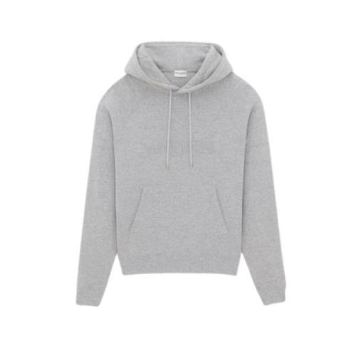 Grijze Katoenen Hoodie met Handtekeningborduursel Saint Laurent , Gray...