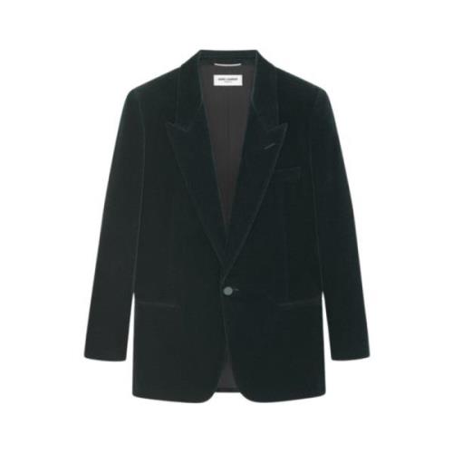 Groene Fluwelen Katoenen Blazer Saint Laurent , Green , Heren