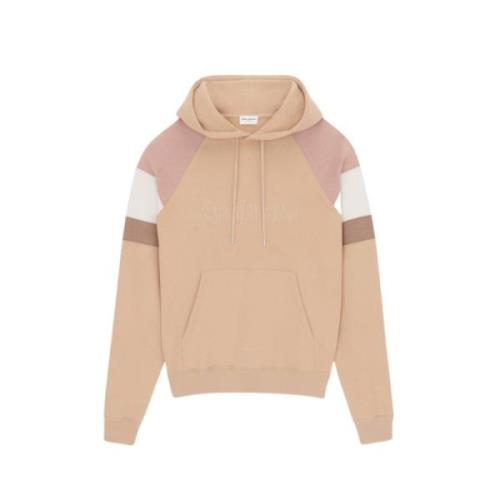 Geborduurde Logo Hoodie Saint Laurent , Beige , Heren