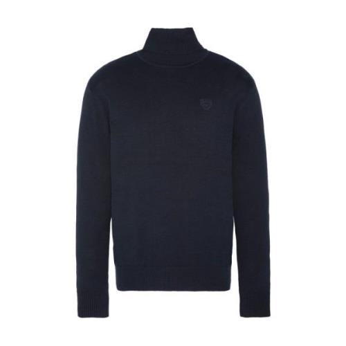 Katoenen Geborduurde Turtleneck Sweater Schott NYC , Blue , Heren