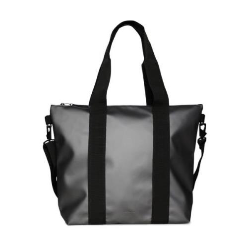 Metallic Grey Tote Bag Mini W3 97 Rains , Gray , Unisex