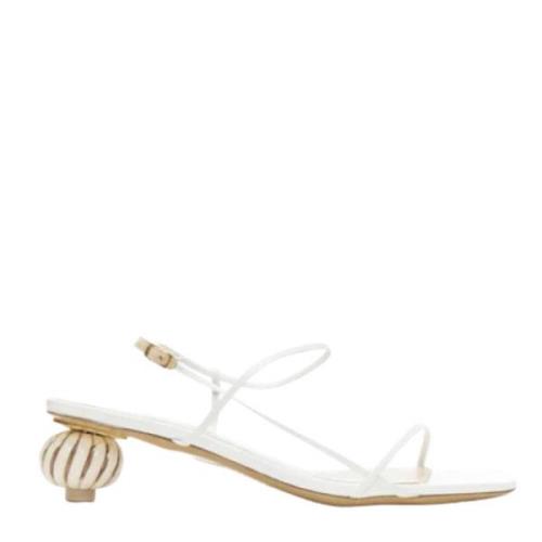 Pre-owned Leather sandals Jacquemus Pre-owned , White , Dames