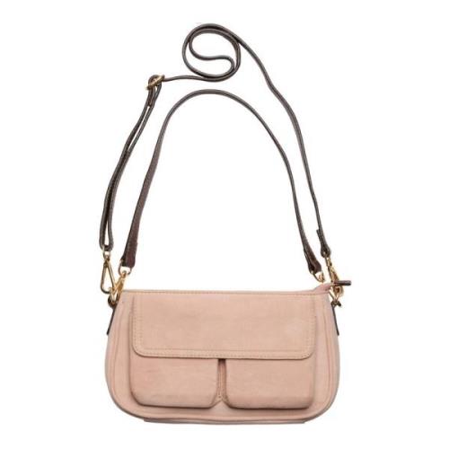 Roze Suede Clutch Skind 100174 Btfcph , Beige , Dames