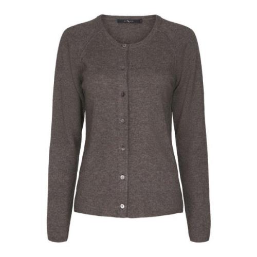 Elegante Cashmere Cardigan Gebreid 50067 Bruin Melange Btfcph , Gray ,...