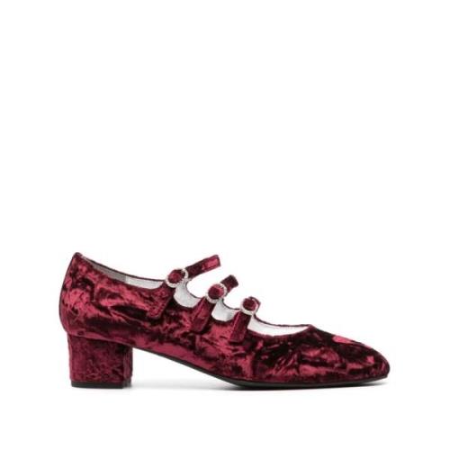 Bordeaux Velvet Mary Jane Pumps Carel , Red , Dames