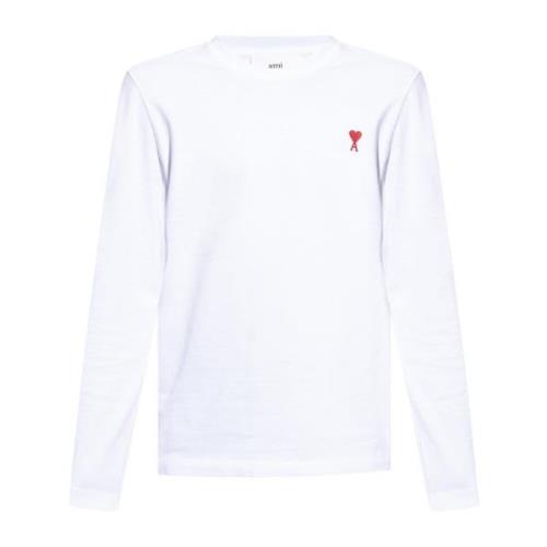 T-shirt with long sleeves Ami Paris , White , Heren