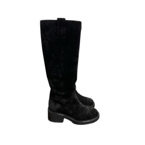 Pre-owned Suede boots Chanel Vintage , Black , Dames