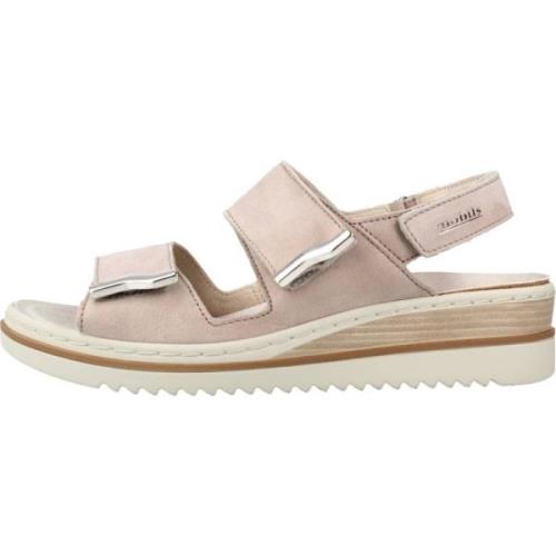 Stijlvolle platte sandalen voor vrouwen Mobils , Beige , Dames