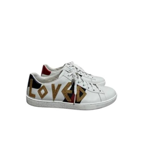 Pre-owned Leather sneakers Gucci Vintage , White , Dames